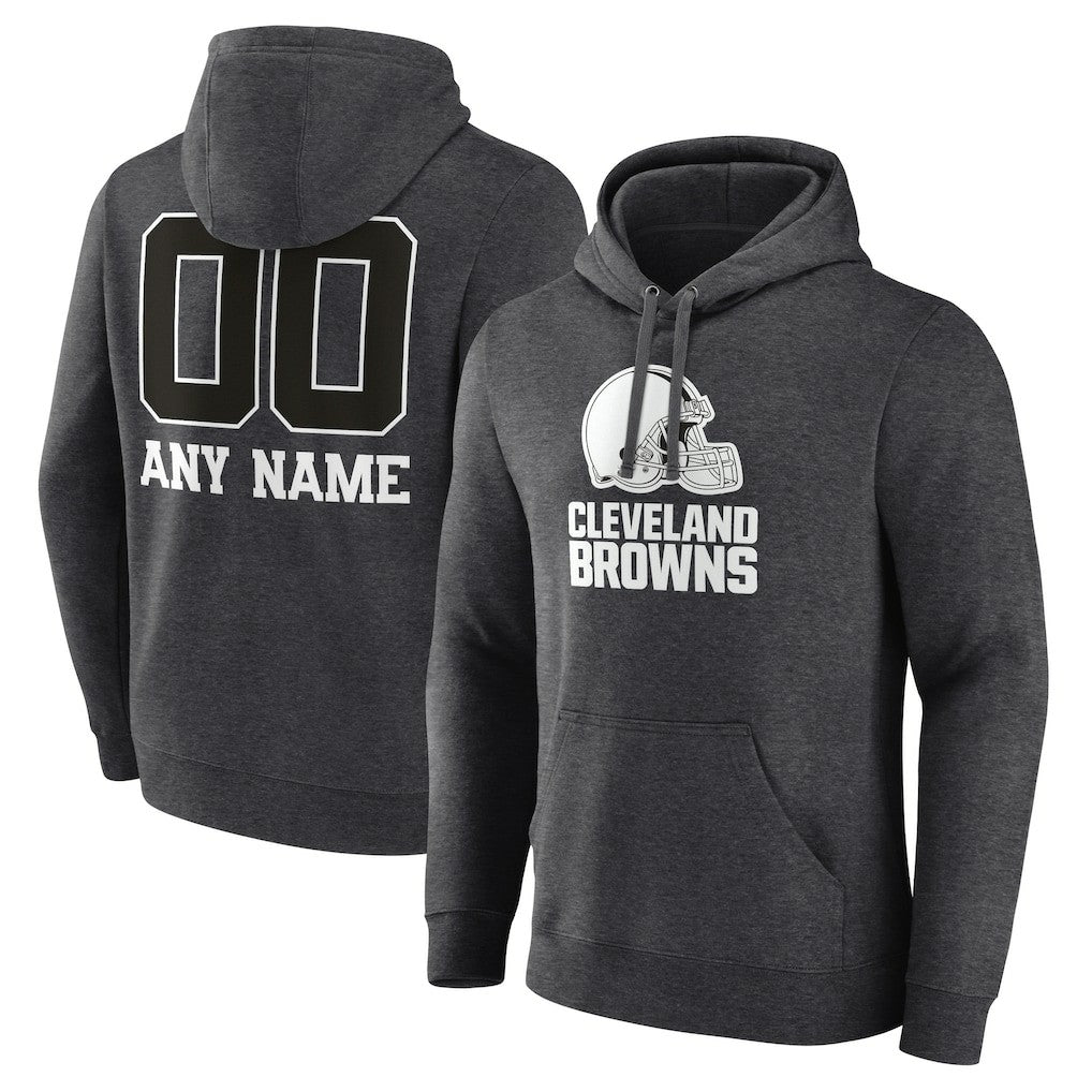 Cleveland Browns Personalized Name & Number Monochrome Pullover Hoodie Charcoal | NFL