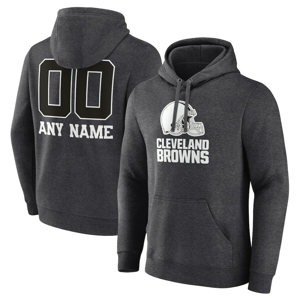 Cleveland Browns Personalized Name & Number Monochrome Pullover Hoodie Charcoal | NFL