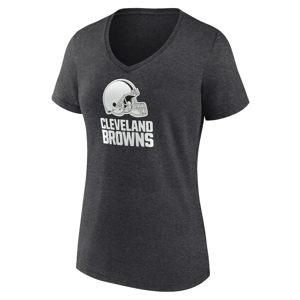 Cleveland Browns Women's Personalized Name & Number Monochrome V-Neck Long Sleeve T-Shirt Charcoal | NFL