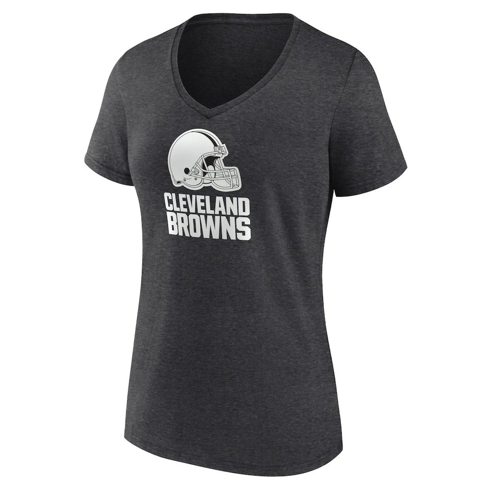Cleveland Browns Women's Personalized Name & Number Monochrome V-Neck Long Sleeve T-Shirt Charcoal | NFL