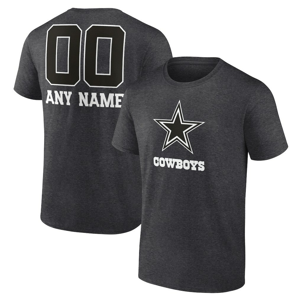 Dallas Cowboys Personalized Name & Number Monochrome T-Shirt Charcoal | NFL