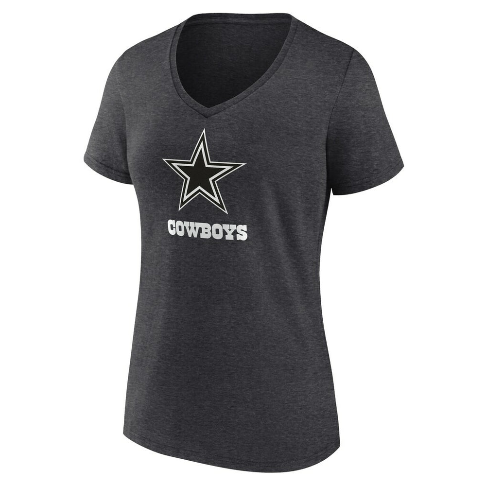 Dallas Cowboys Women's Personalized Name & Number Monochrome V-Neck Long Sleeve T-Shirt Charcoal | NFL