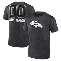 Denver Broncos Personalized Name & Number Monochrome T-Shirt Charcoal | NFL