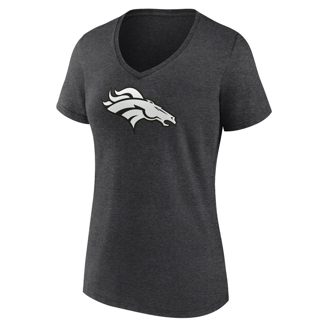 Denver Broncos Women's Personalized Name & Number Monochrome V-Neck Long Sleeve T-Shirt Charcoal | NFL