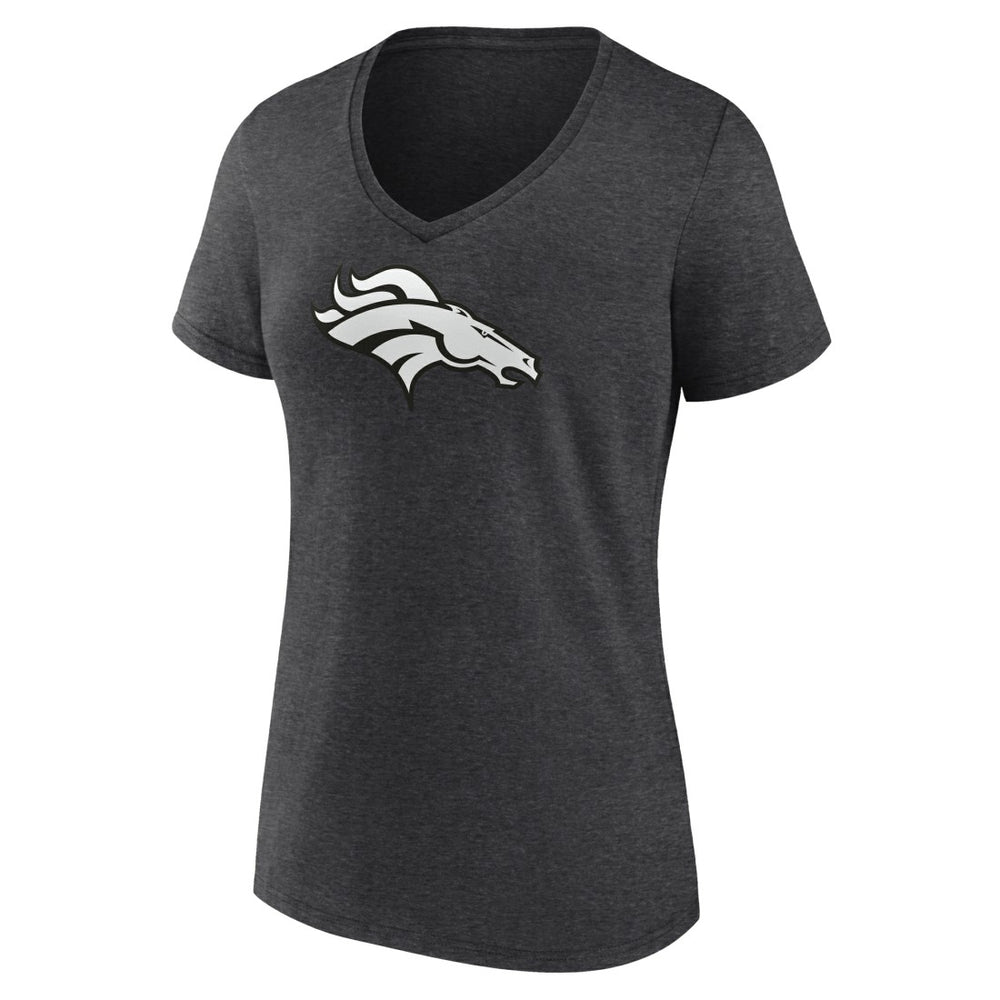 Denver Broncos Women's Personalized Name & Number Monochrome V-Neck Long Sleeve T-Shirt Charcoal | NFL