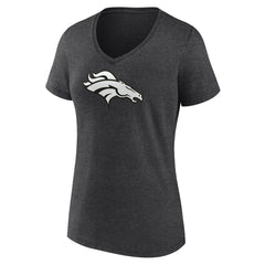 Denver Broncos Women's Personalized Name & Number Monochrome V-Neck Long Sleeve T-Shirt Charcoal | NFL