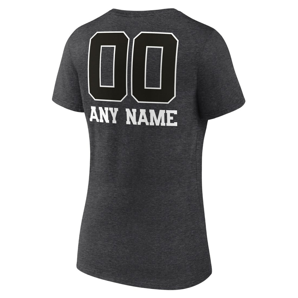 Denver Broncos Women's Personalized Name & Number Monochrome V-Neck Long Sleeve T-Shirt Charcoal | NFL