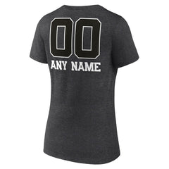 Denver Broncos Women's Personalized Name & Number Monochrome V-Neck Long Sleeve T-Shirt Charcoal | NFL