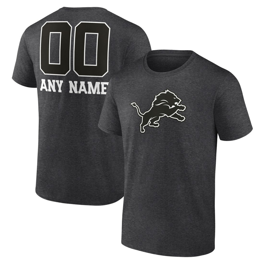 Detroit Lions Personalized Name & Number Monochrome T-Shirt Charcoal | NFL