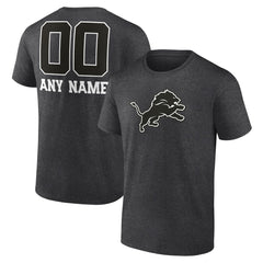 Detroit Lions Personalized Name & Number Monochrome T-Shirt Charcoal | NFL