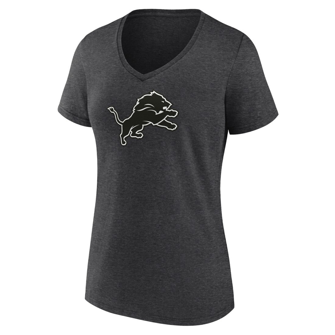 Detroit Lions Women's Personalized Name & Number Monochrome V-Neck Long Sleeve T-Shirt Charcoal | NFL