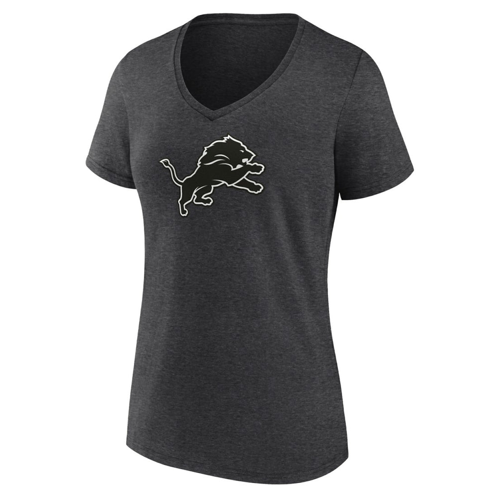 Detroit Lions Women's Personalized Name & Number Monochrome V-Neck Long Sleeve T-Shirt Charcoal | NFL