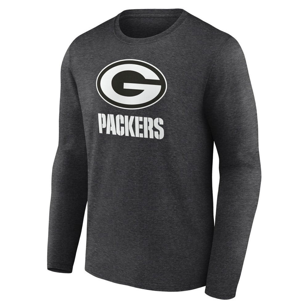 Green Bay Packers Personalized Name & Number Monochrome Long Sleeve T-Shirt Charcoal | NFL