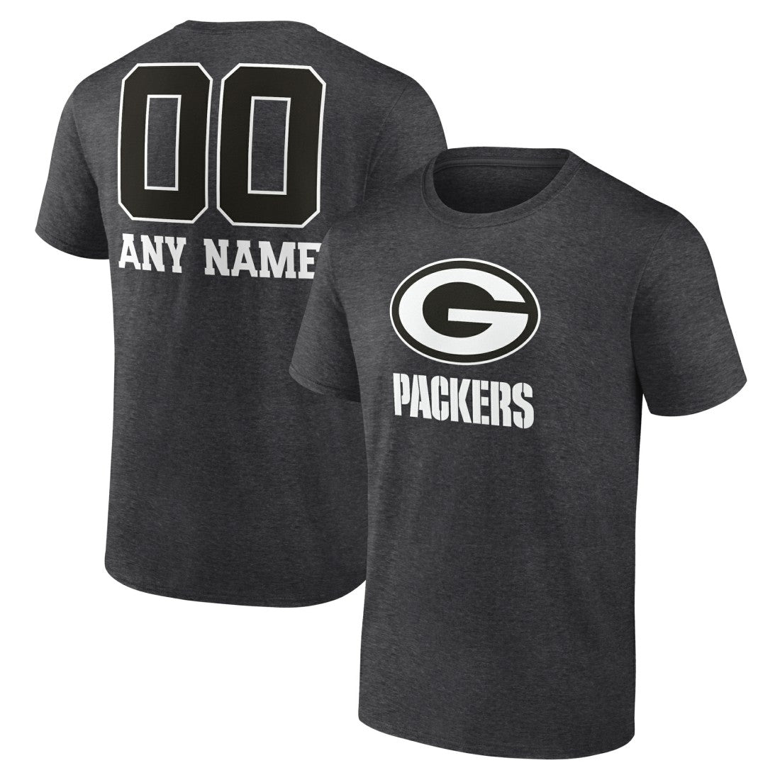 Green Bay Packers Personalized Name & Number Monochrome T-Shirt Charcoal | NFL
