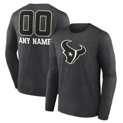 Houston Texans Personalized Name & Number Monochrome Long Sleeve T-Shirt Charcoal | NFL