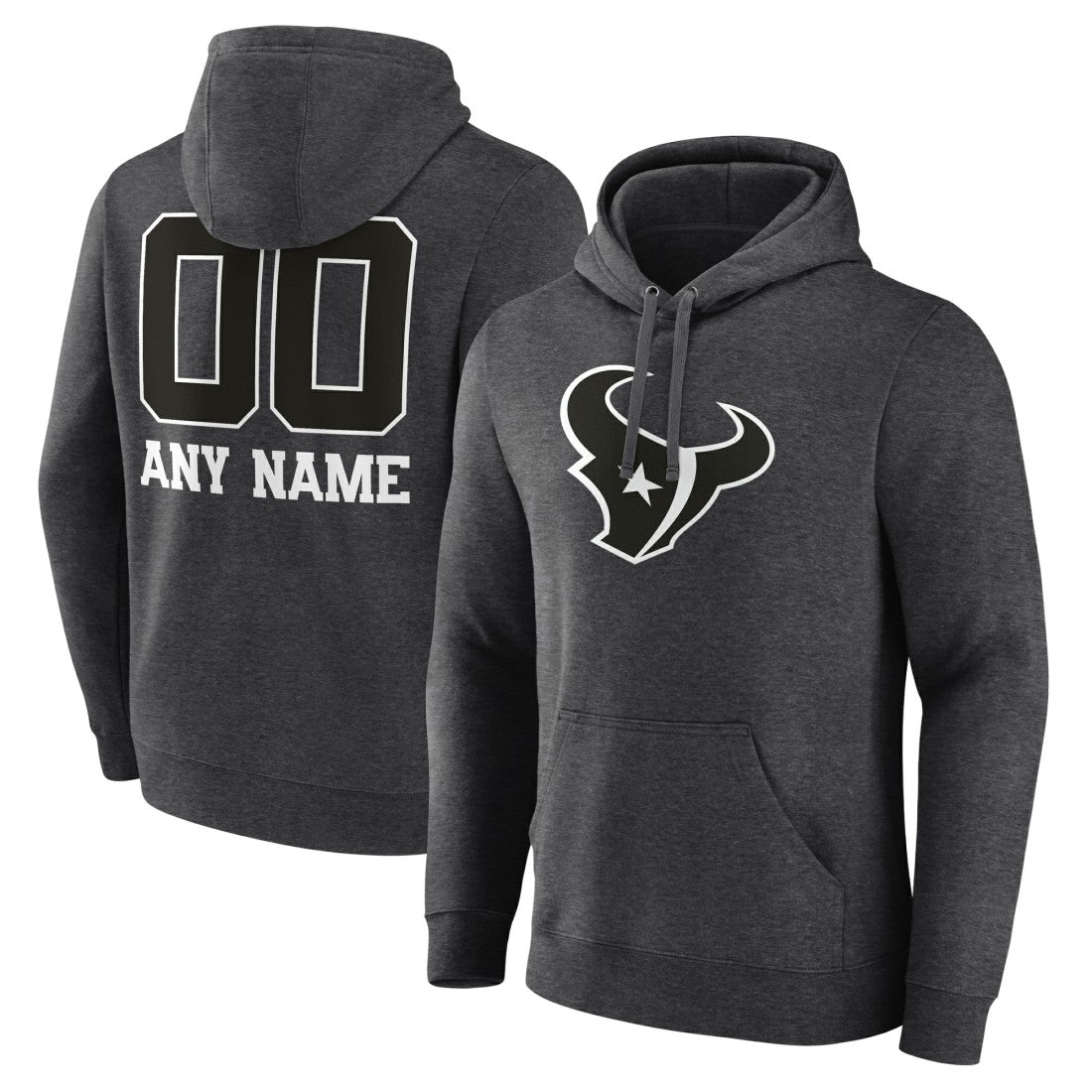 Houston Texans Personalized Name & Number Monochrome Pullover Hoodie Charcoal | NFL