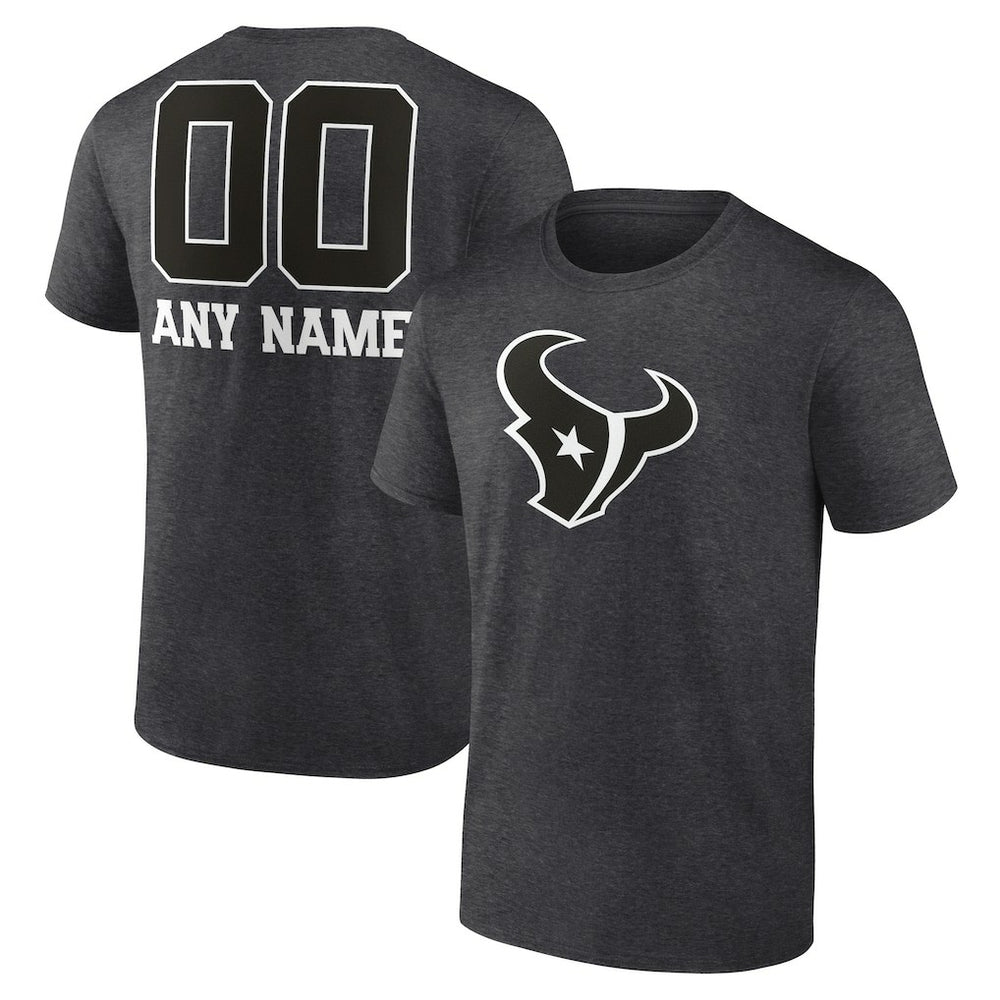 Houston Texans Personalized Name & Number Monochrome T-Shirt Charcoal | NFL