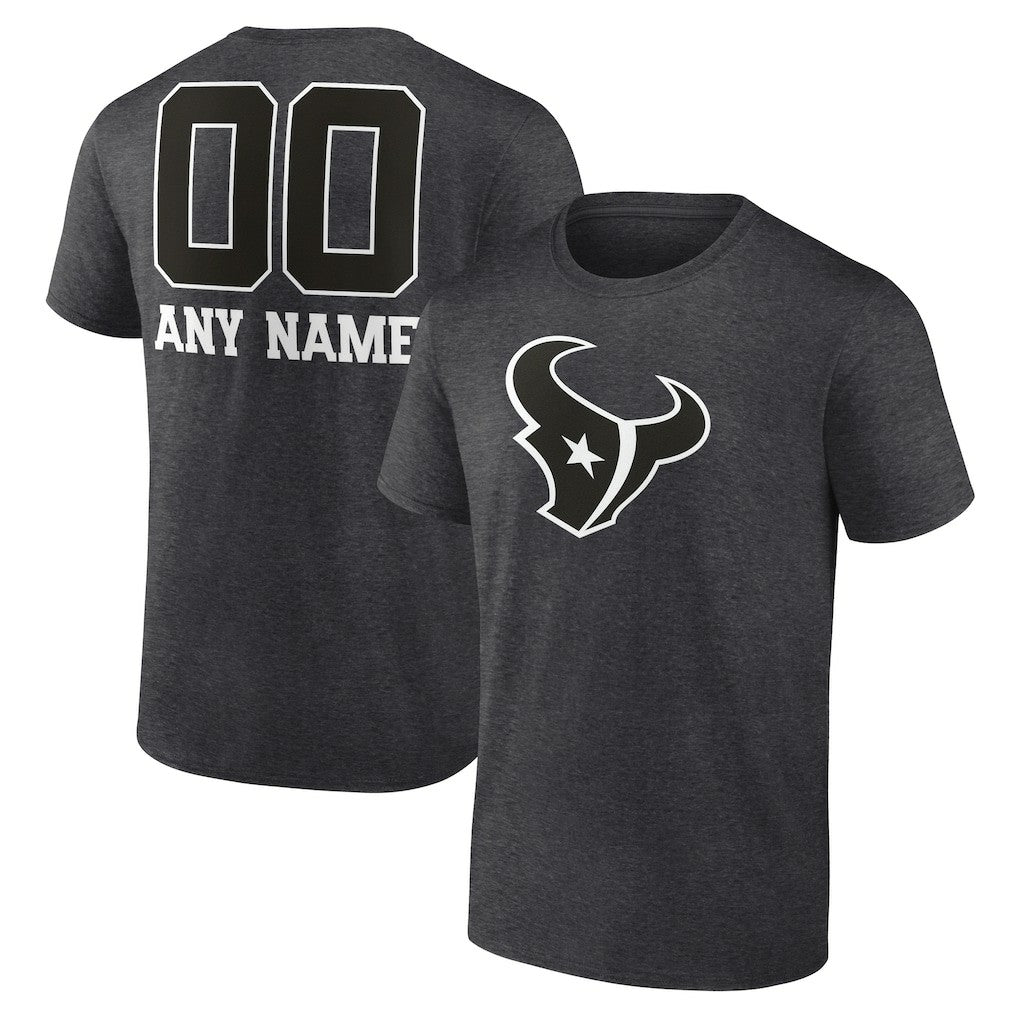 Houston Texans Personalized Name & Number Monochrome T-Shirt Charcoal | NFL