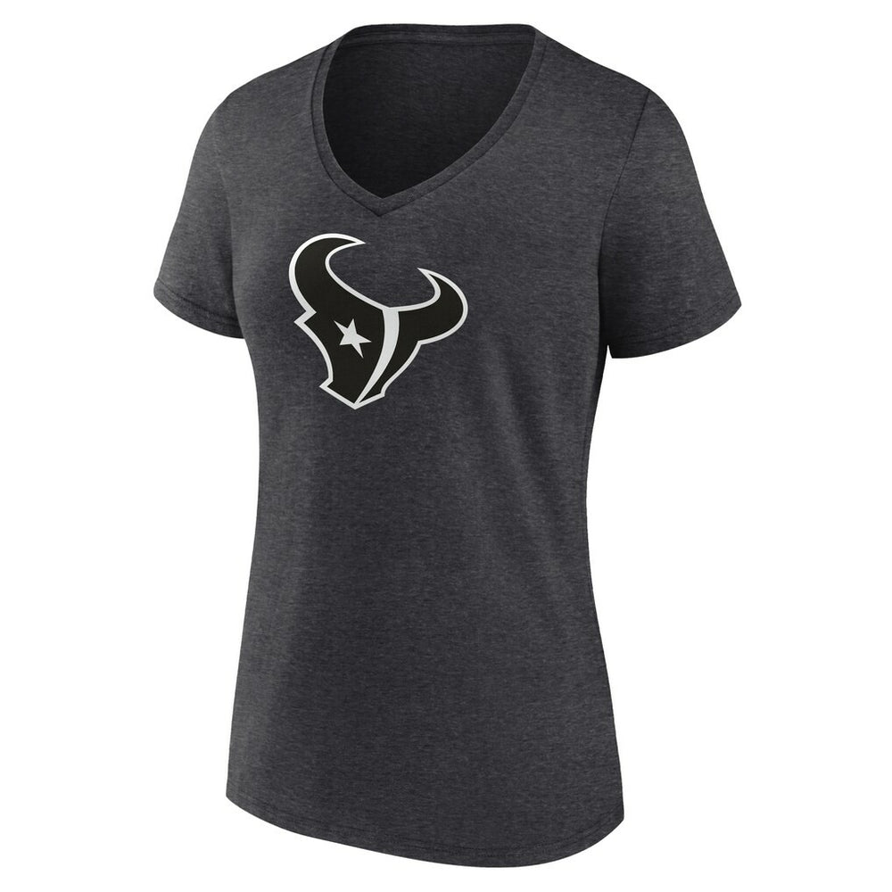 Houston Texans Women's Personalized Name & Number Monochrome V-Neck Long Sleeve T-Shirt Charcoal | NFL