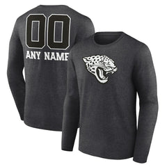 Jacksonville Jaguars Personalized Name & Number Monochrome Long Sleeve T-Shirt Charcoal | NFL