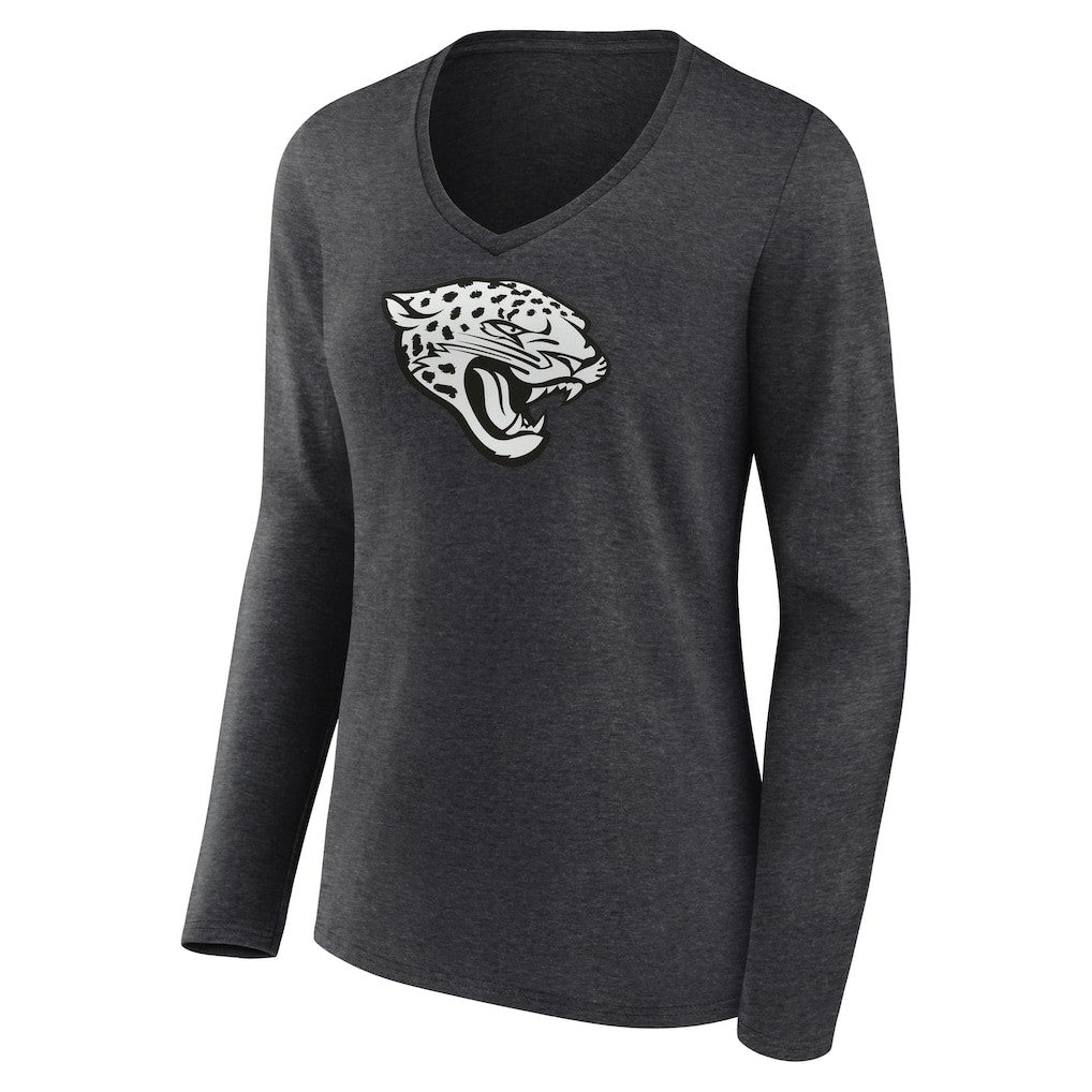 Jacksonville Jaguars Women's Personalized Name & Number Monochrome V-neck T-Shirt Charcoal | NFL