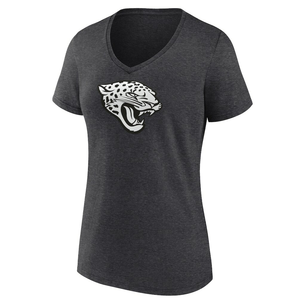 Jacksonville Jaguars Women's Personalized Name & Number Monochrome V-Neck Long Sleeve T-Shirt Charcoal | NFL