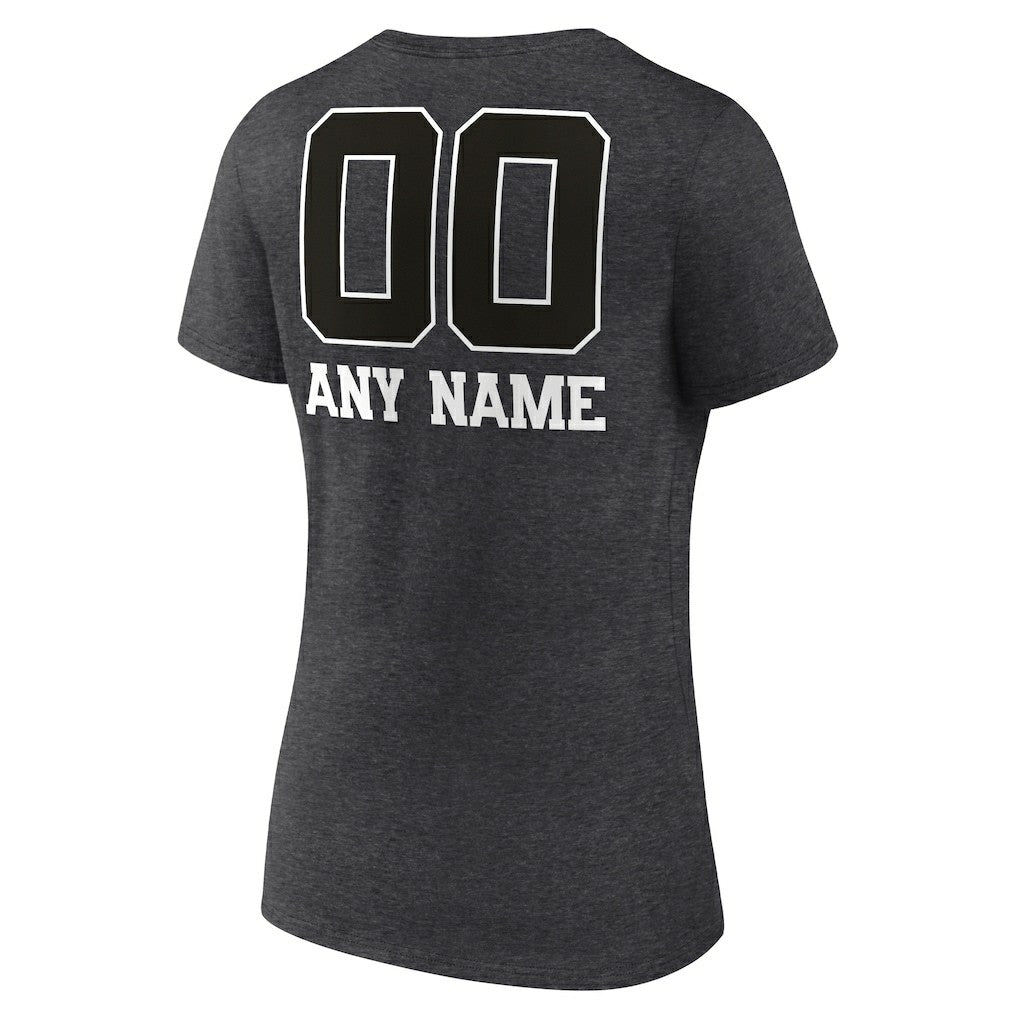 Jacksonville Jaguars Women's Personalized Name & Number Monochrome V-Neck Long Sleeve T-Shirt Charcoal | NFL