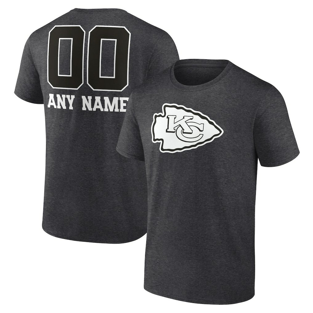 Kansas City Chiefs Personalized Name & Number Monochrome T-Shirt Charcoal | NFL