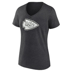 Kansas City Chiefs Women's Personalized Name & Number Monochrome V-Neck Long Sleeve T-Shirt Charcoal | NFL
