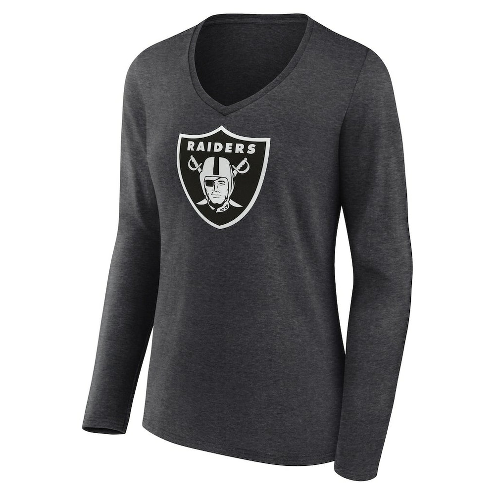 Las Vegas Raiders Women's Personalized Name & Number Monochrome V-neck T-Shirt Charcoal | NFL