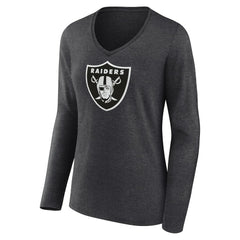 Las Vegas Raiders Women's Personalized Name & Number Monochrome V-neck T-Shirt Charcoal | NFL