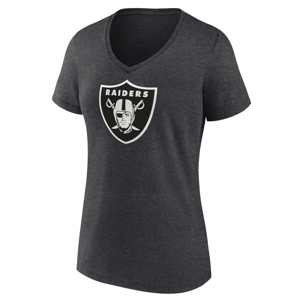 Las Vegas Raiders Women's Personalized Name & Number Monochrome V-Neck Long Sleeve T-Shirt Charcoal | NFL