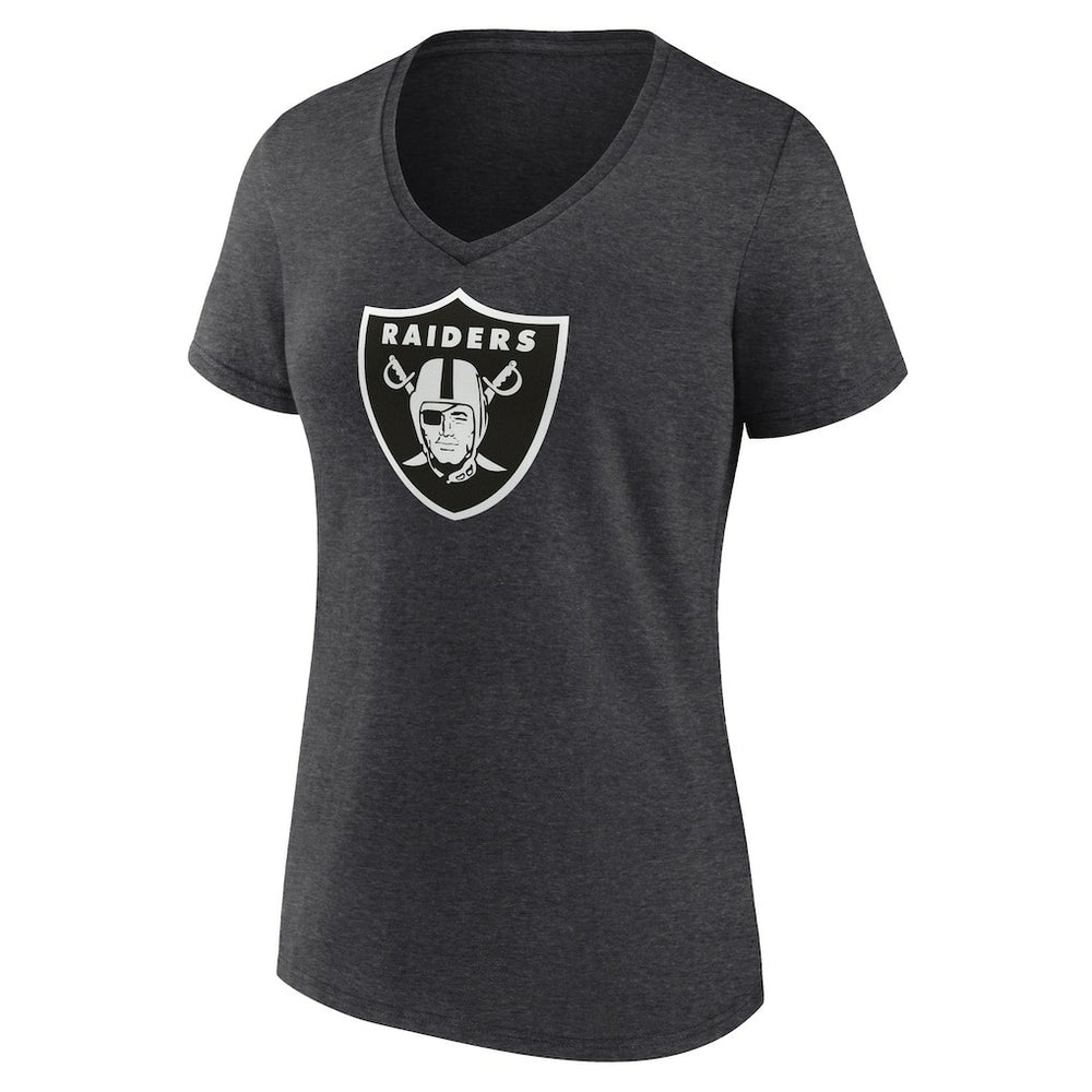 Las Vegas Raiders Women's Personalized Name & Number Monochrome V-Neck Long Sleeve T-Shirt Charcoal | NFL