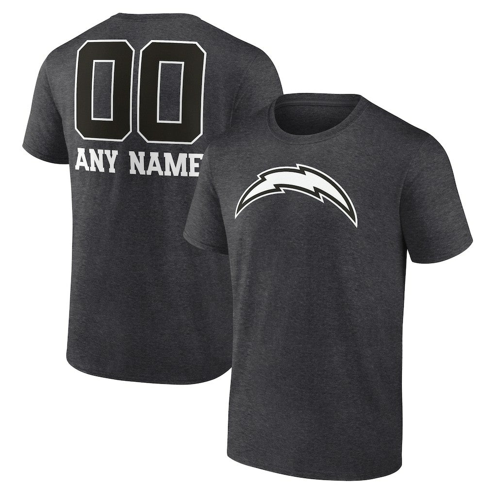 Los Angeles Chargers Personalized Name & Number Monochrome T-Shirt Charcoal | NFL
