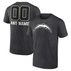Los Angeles Chargers Personalized Name & Number Monochrome T-Shirt Charcoal | NFL