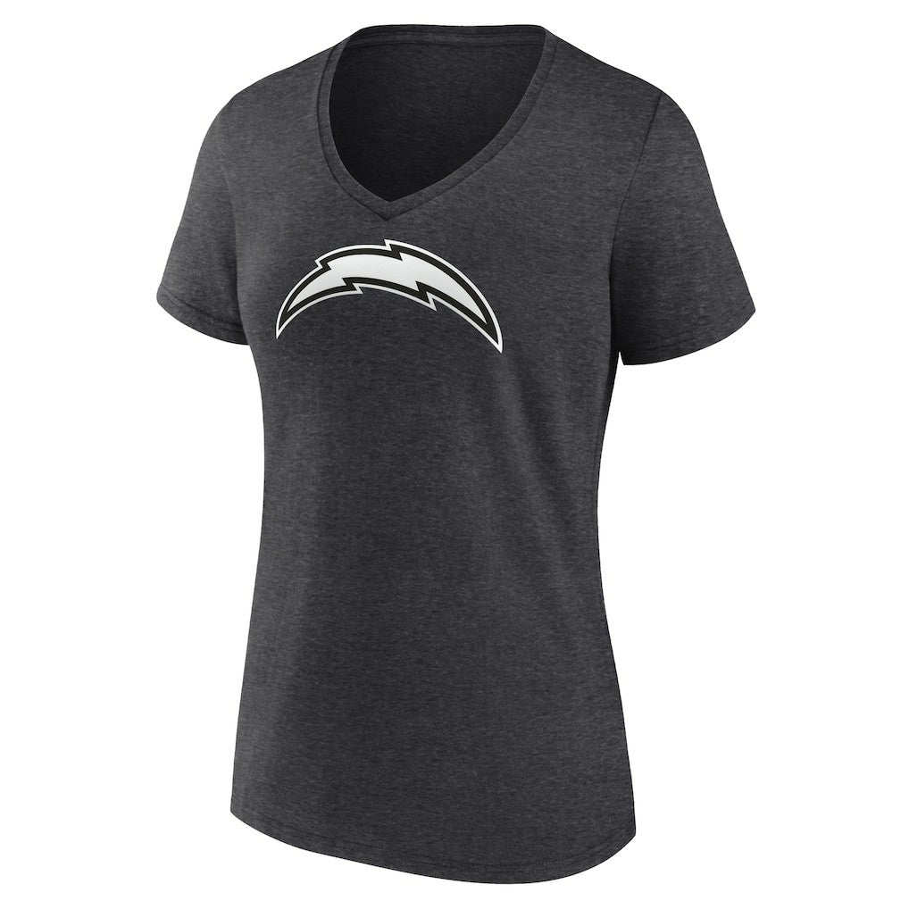 Los Angeles Chargers Women's Personalized Name & Number Monochrome V-Neck Long Sleeve T-Shirt Charcoal | NFL