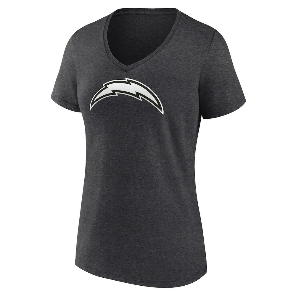 Los Angeles Chargers Women's Personalized Name & Number Monochrome V-Neck Long Sleeve T-Shirt Charcoal | NFL