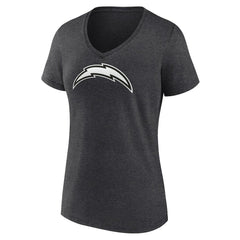 Los Angeles Chargers Women's Personalized Name & Number Monochrome V-Neck Long Sleeve T-Shirt Charcoal | NFL