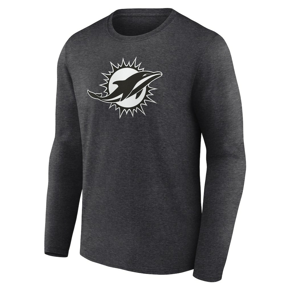 Miami Dolphins Personalized Name & Number Monochrome Long Sleeve T-Shirt Charcoal | NFL
