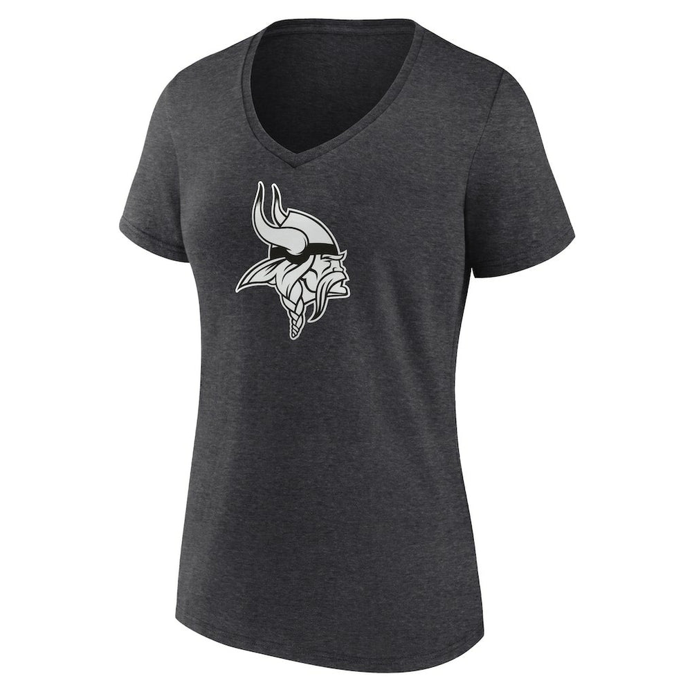 Minnesota Vikings Women's Personalized Name & Number Monochrome V-Neck Long Sleeve T-Shirt Charcoal | NFL