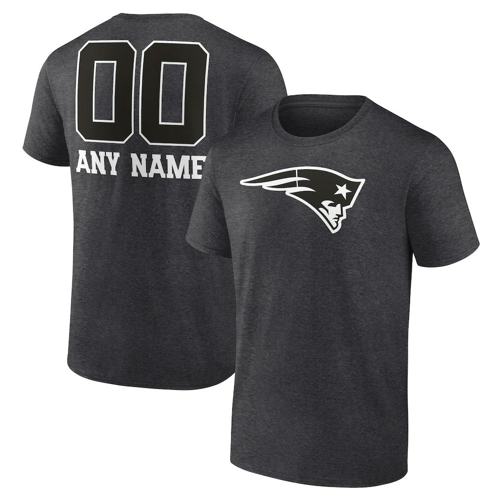 New England Patriots Personalized Name & Number Monochrome T-Shirt Charcoal | NFL