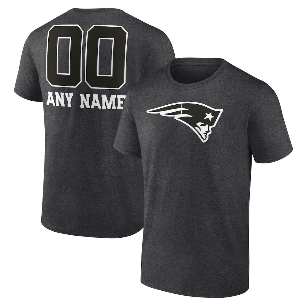 New England Patriots Personalized Name & Number Monochrome T-Shirt Charcoal | NFL