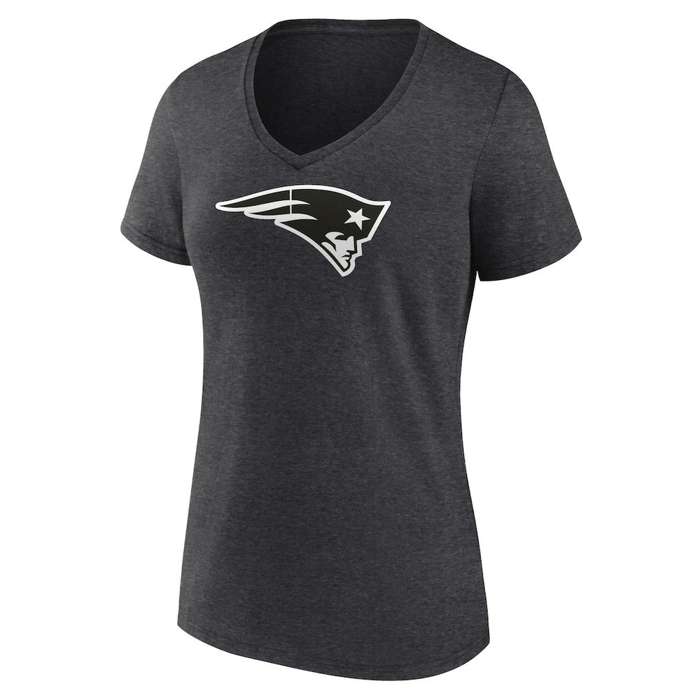 New England Patriots Women's Personalized Name & Number Monochrome V-Neck Long Sleeve T-Shirt Charcoal | NFL