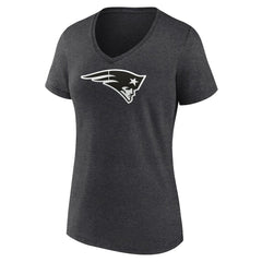 New England Patriots Women's Personalized Name & Number Monochrome V-Neck Long Sleeve T-Shirt Charcoal | NFL