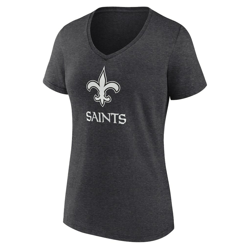 New Orleans Saints Women's Personalized Name & Number Monochrome V-Neck Long Sleeve T-Shirt Charcoal | NFL