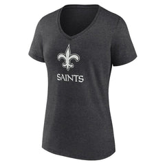 New Orleans Saints Women's Personalized Name & Number Monochrome V-Neck Long Sleeve T-Shirt Charcoal | NFL