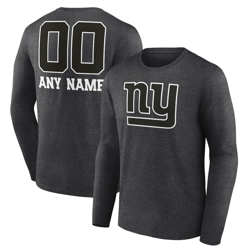 New York Giants Personalized Name & Number Monochrome Long Sleeve T-Shirt Charcoal | NFL