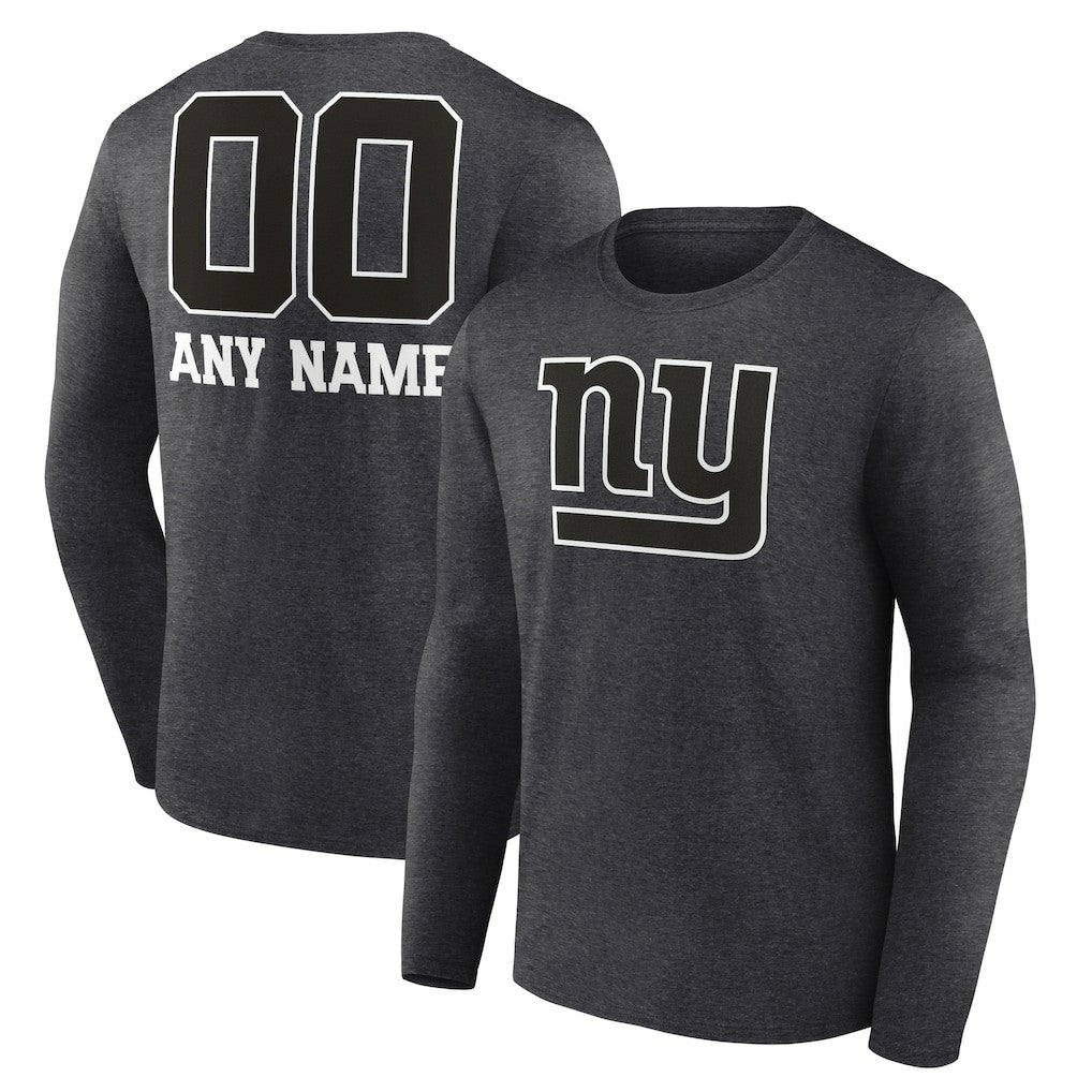 New York Giants Personalized Name & Number Monochrome Long Sleeve T-Shirt Charcoal | NFL