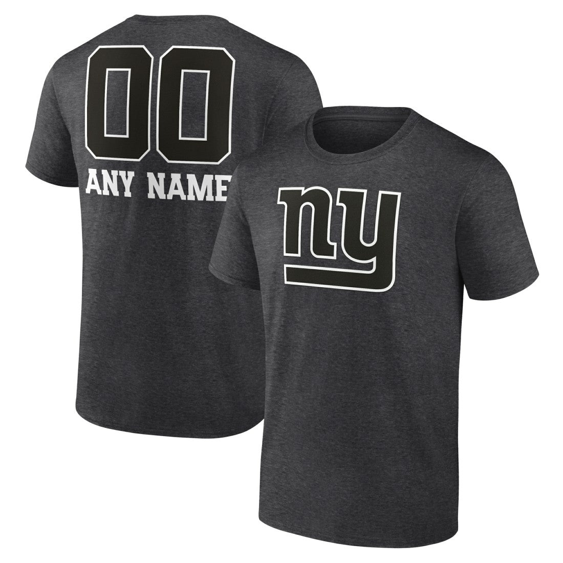 New York Giants Personalized Name & Number Monochrome T-Shirt Charcoal | NFL