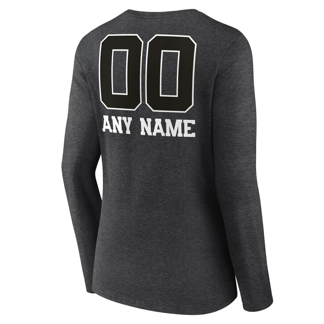 New York Giants Women's Personalized Name & Number Monochrome V-neck T-Shirt Charcoal | NFL